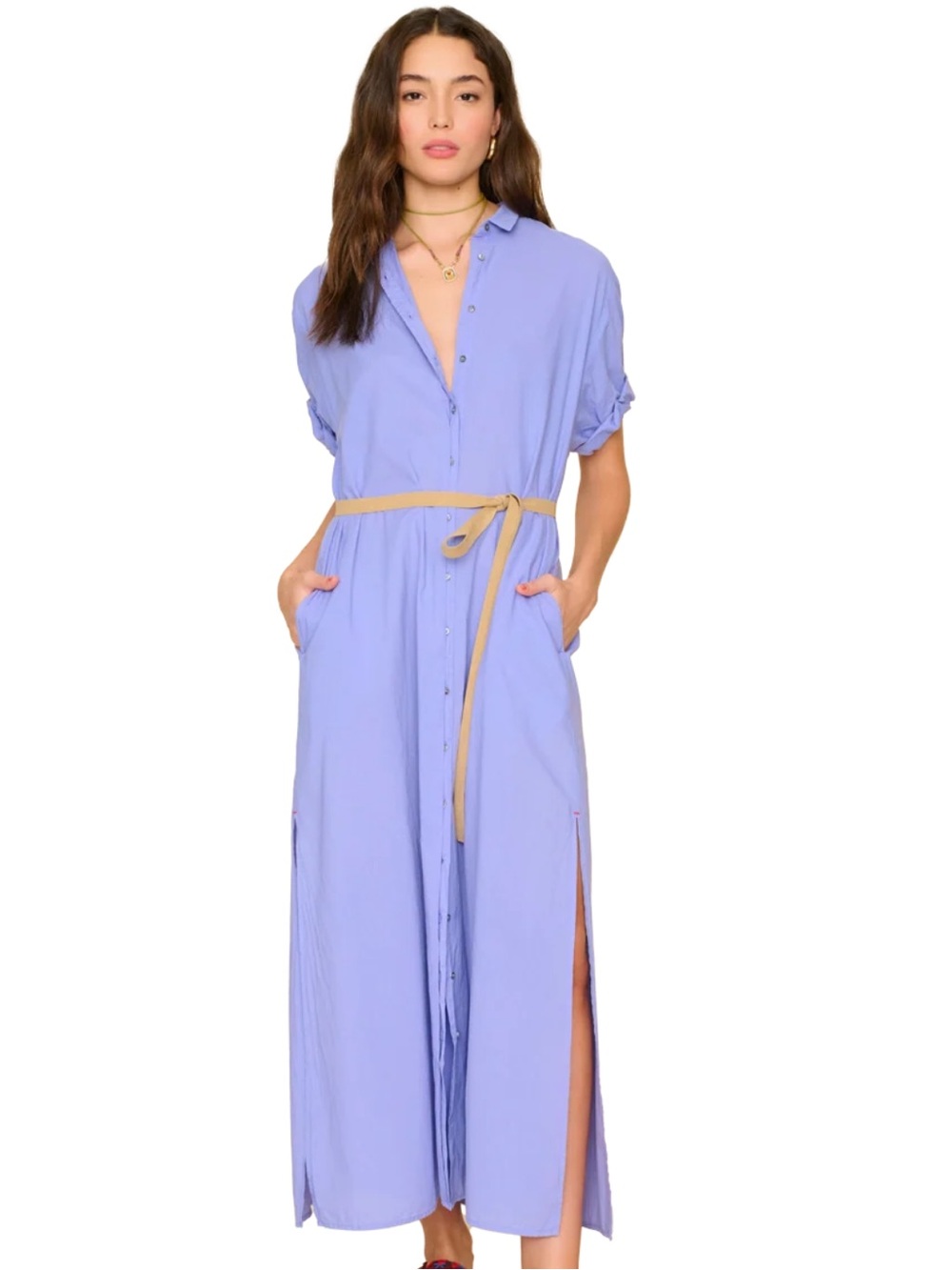 Xirena Linnet Shirt Dress size S Dark Periwinkle Lavender